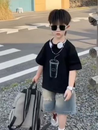儿童服装男童夏装套装2025新款爆款潮服帅气中大男孩酷帅夏季短袖