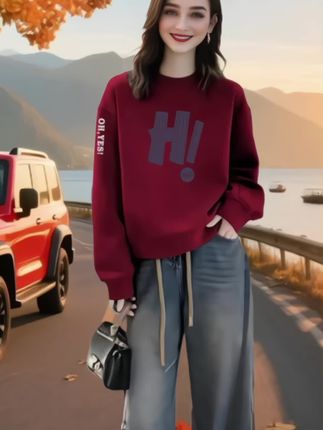 啄木鸟纯棉法式加绒卫衣女士时尚百搭韩版宽松外穿气质休闲无帽衫#时尚百搭宽松卫衣#减龄显瘦穿搭 #时尚气质穿搭 #高端大气 穿搭技巧