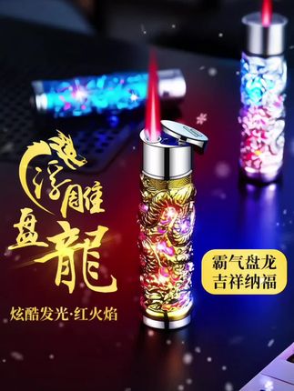 网红超酷浮雕盘龙防风打火机粉色火焰个性创意七彩闪灯便携点火器送男友超酷#超酷打火机 #浮雕盘龙打火机 #送男友的打火机推荐 #创意防风打火机