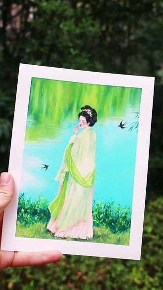当油画棒遇上古风,这一抹青绿,是春天的心动啊~教程分享 春风拂过柳梢,她立于春水之畔,衣袂轻扬,像从画里走出来的江南。
#艺术种草指南 #油画棒教程 #古风汉服美如画 #跟着抖音学画画 #春天