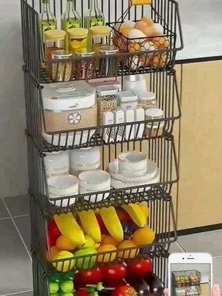 置物架厨房落地多层居家收纳零食蔬果收纳筐宿舍神器居家推车架子#每日分享 #家居收纳 #收纳架 #美观实用 #家用好物