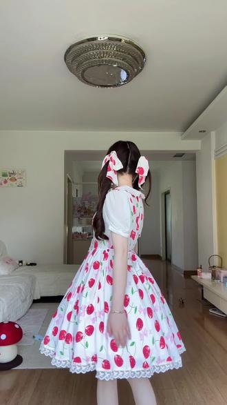 不知名国牌夏日樱桃柄op🍒#少女感穿搭 #吃我一口lolita安利 #lo娘日常 #lo裙安利 #少女感ootd