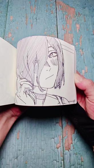 手搓188页《电锯人:蕾塞篇》,还原度可以打几分?#蕾塞 #电锯人 #手翻书 #翻页动画 #动漫手绘