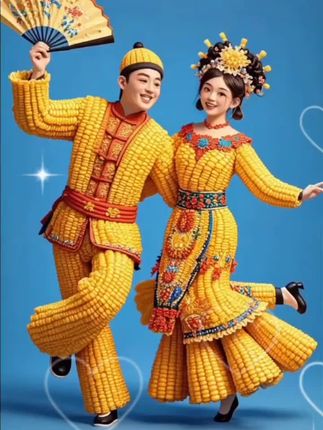 “玉米为裳,笑靥如花,宛若唐诗中走来的俏皮佳人。✨ #万能的抖音 #打开美好生活”