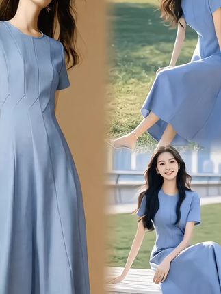 晚白【新品】2025春夏航海系穿搭裙子圆领收腰连衣裙25022601#上半年潮流穿搭清单 #夏日穿搭主打松弛感 #女生夏日约会穿搭合集 #夏季简约风服装测评 #打工人的夏日通勤穿搭