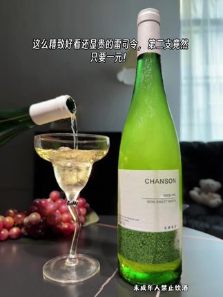 这么精致好看还显贵的雷司令,第二只竟然只要一元!他750毫升,十一度微醺。开瓶瞬间,山竹、荔枝、青苹果的清香四溢,入口不苦不涩微微甜。睡觉前来一杯微醺刚刚好~#雷司令 #白葡萄酒一定要冰镇 #微醺时刻 #好酒分享 #酒蒙子的日常