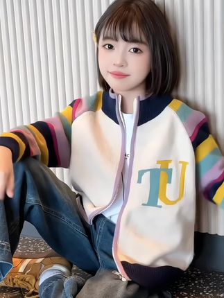 女童春秋套装2025新款儿童条纹针织开衫牛仔裤秋装洋气时髦两件套#高品质童装 #高级感穿搭 #甜美女孩 #甜美穿搭 #穿的美美哒