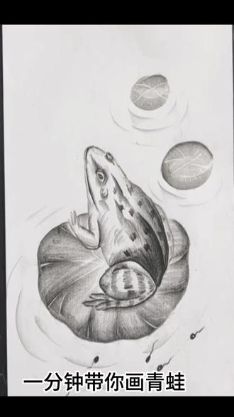 炭笔画青蛙🐸#画画其实很简单 #画画过程