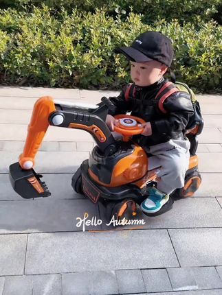 #挖掘机玩具车 超大号可坐骑男孩升级工程车豪华电动挖机#儿童车 #童车