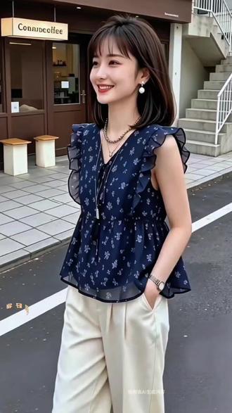 夏季新款碎花雪纺衫女小飞袖娃娃衫荷叶边无袖宽松遮肚子 #老钱风穿搭是低调显贵天花板#普通人的夏日出片穿搭#清楚系穿搭就是微胖姐妹统治区#不用力也能穿出质感的减法穿搭#夏日花衬衫的正确打开方式