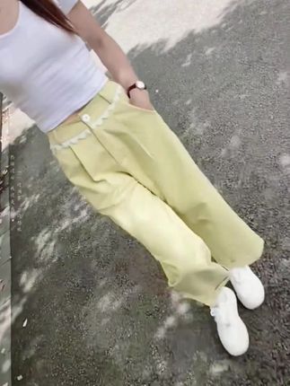 松紧高腰蕾丝花边阔腿裤女春季宽松显瘦直筒裤休闲裤欧若风 #一定活成自己喜欢的样子 #坚持的意义就是让自己越来越好 #熬得住就出众 #成为任何角色之前先成为最好的自己