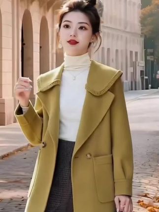 #双面呢大衣#双面羊毛大衣女短款2025春秋新款高级感小个子今年流行毛呢外套