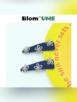 #BB夹 #牛仔发夹 #发夹发饰 #韩系简约发夹 #三朵小花发夹 BlomUME原创设计合金三朵小花牛仔BB夹韩系简约发夹发饰一对611