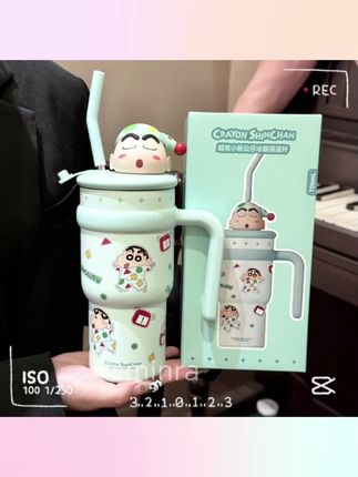 #保温杯 蜡笔小新杯子保温杯可爱学生女大容量水杯吸管保冷冰霸杯生日礼物#蜡笔小新 #蜡笔小新周边 #水杯 #大容量水杯