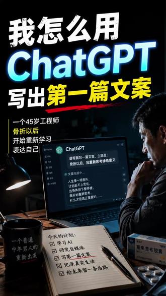 《我怎么用ChatGPT写出第一篇文案》
#ChatGPT #AI写作 #中年成长 #自媒体创业 #普通人翻身