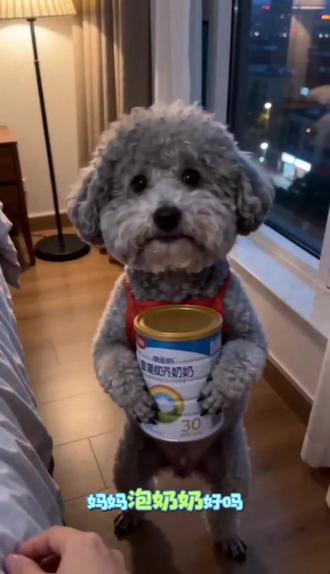 #你是我天下第一好妈妈 #Ai #泰迪 #灰色泰迪#搞笑 睡前要饮奶奶!!!