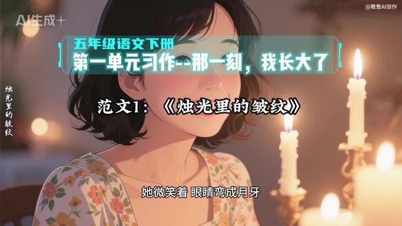 5.14五年级语文下册第一单元习作《那一刻,我长大了》范文1:烛光里的皱纹#如何写好作文 #创作者中心 #创作灵感 #五年级语文 #五年级作文