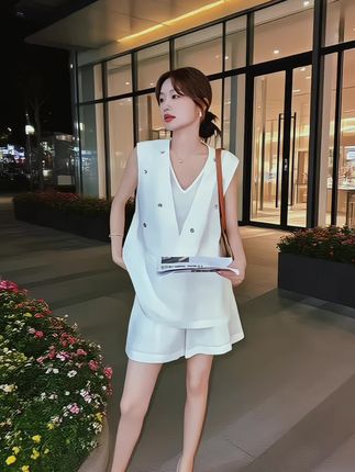 姐妹们,这个套装真的太显气质了,它是极简风的设计,穿上身给人一种很高级的感觉,而且它是无袖的设计,夏天穿也不会觉得热,同时它的版型很好看,可以很好的修饰身材比例,让你看起来更高挑,不管是上班还是出去玩的时候都适合穿它,喜欢的姐妹千万不要错过了。#ootd穿搭## 爆款热卖中
