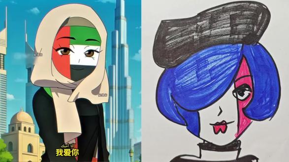 不同国家的区别 #简笔画画 #二次元内容 #动漫推荐