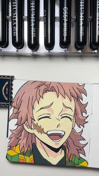 锖兔就是传说中的白月光吧#锖兔 #鬼灭之刃 #丙烯马克笔 #翻翻乐#初描丙烯马克笔