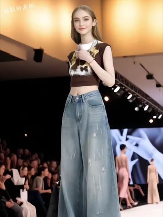 浅色破洞牛仔裤女款爆款2025新款秋季厚款高腰显瘦宽松阔腿裤子#无限回购的宝藏单品 #时尚穿搭#简约大气#气质穿搭#穿出高级感