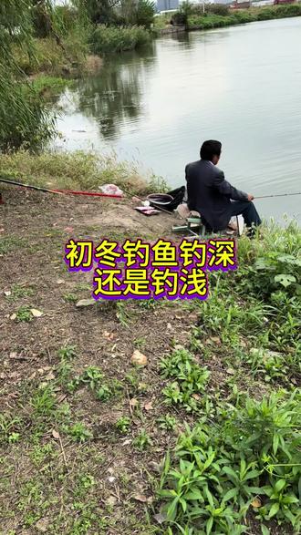 初冬钓鲫鱼钓深还#户外钓鱼 是钓浅