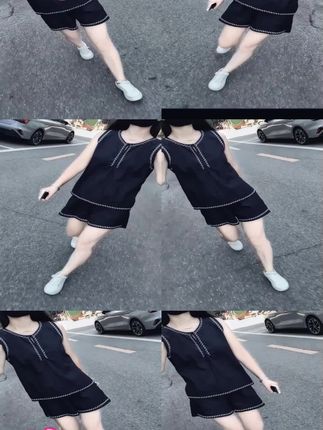 #每日穿搭 #穿出女人味 #谁穿都好看 藏青色刺绣亚麻无袖背心搭配短裤女夏款简约时尚显瘦套装