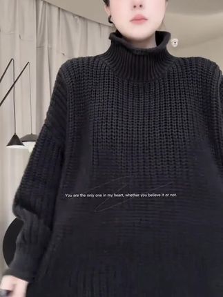 景倩妮时尚洋气粗线高领套头毛衣2025秋季新款显瘦宽松慵懒风上衣#气质女装 #女装搭配 #时尚女装 #时尚女装穿搭 #女装搭配分享