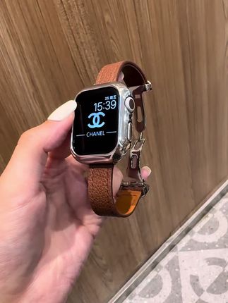 棕色牛皮iwatch表带真的很好戴!#iwatch表带 #iwatch表带 #苹果手表带推荐 #苹果s10表带 #苹果表带