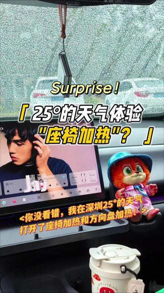 是的,你没看错!我在深圳这25°的天气里打开了座椅加热和方向盘加热😂。所以,深圳的冬天哪去了?哈哈哈#我的零跑生活
