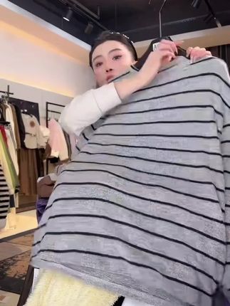 【条纹磨毛】韩系校园风长袖t恤女INS超火早秋慵懒打底衫 #打底衫 #长袖t恤 #早秋穿搭