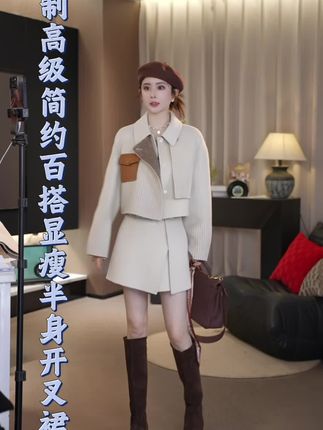 【AS回忆杀】25新定制高级简约百搭显瘦半身开叉裙裤AS25QDQ00292#秋季穿搭 #谁穿谁好看特别有女人味 #好高级#穿搭 #高档女装