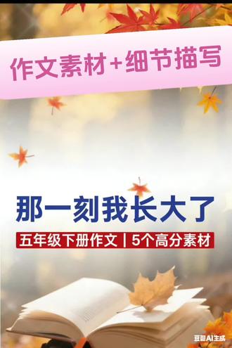 5个藏在生活里的成长瞬间,教会孩子担当、独立与包容。
亲子共读,一起读懂孩子的成长,写出最动人的作文~
#小学五年级作文#作文教学#亲子阅读#小学语文学习 #冰轮老师