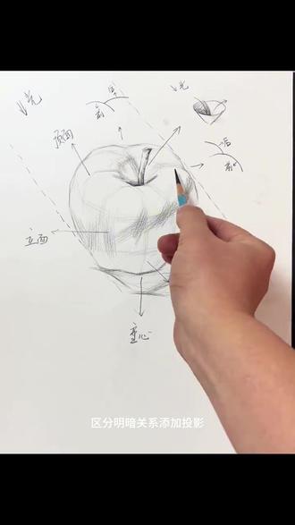 简单学会素描苹果的画法#零基础学画画#山东美术生美术联考#大胡子老师素描课堂