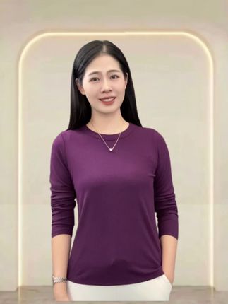 秋季时尚纯色休闲百搭圆领简约显瘦女士长袖 t 恤高级罗纹棉打底#春秋新款 #打底衫 #百搭上衣 @DOU+上热门