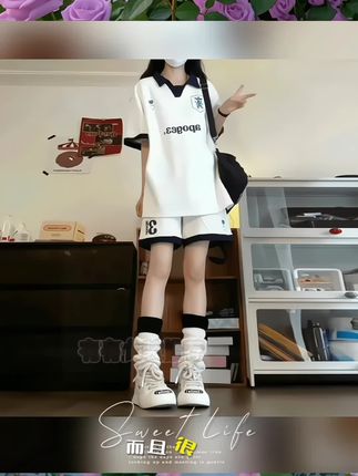 女童运动休闲套装夏季2025新款大儿童夏装学院风POLO衫短裤两件套#夏季穿搭 #学院风 #运动 #休闲 #ootd穿搭