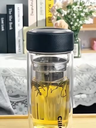 明徽高档双层玻璃杯,鹅蛋杯大容量家用水杯男士高颜值泡茶杯子定制#车载水杯 #泡茶杯 #茶水分离杯 #大容量 #高硼硅玻璃