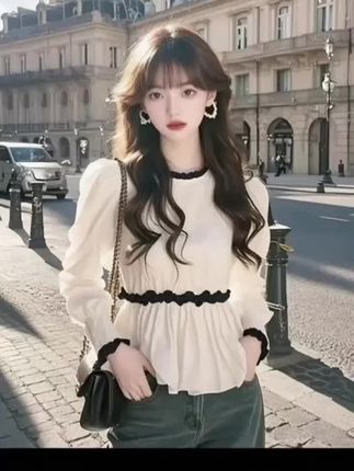 #法式收腰长袖衬衫 #女装时尚穿搭