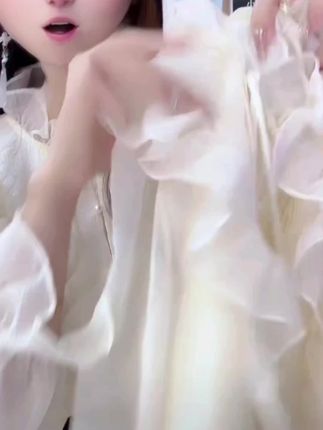 #衬衫 #上衣 夏季新款法式荷叶边蕾丝温柔雪纺衬衫女春秋装新款小衫洋气上衣