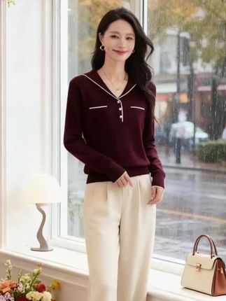 海军领毛衣秋冬内搭时尚好看上衣2025新款漂亮洋气妈妈打底衫减龄#穿搭 #每日分享 #高级感穿搭 #优雅气质 #遮肉显瘦