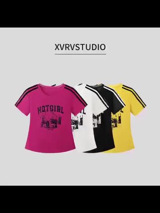 XVRV【夏上新】网纱冰感条纹印花女时尚显瘦运动短袖跑步健身上衣#爆款热卖中 #谁穿谁好看不分年龄段 #显瘦穿搭时尚女装 #每日分享