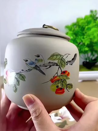 创意茶叶罐子茶叶罐带盖,#中式密封罐子陶瓷茶罐,#茶叶储存罐茶缸防潮#茶生活 #茶具#茶叶罐