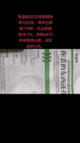 丢失物品可这样找回,可打查询电话或通过《重庆轨道交通》官方微博,微信公众号,官方网站及"渝畅行"APP查看失物招领信息。