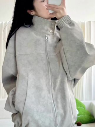 扎染pu皮衣短款外套男士重磅立领美式痞帅宽松高级感棒球服夹克#穿搭分享 #每日分享 #强烈推荐 #穿搭技巧 #ootd穿搭