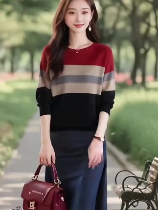 #减龄气质 #百搭上衣 #针织衫 #圆领套头毛衣 #创业灵感