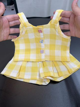女童夏季新款套装黄色格子无袖小马甲女宝宝洋气短裤高质感穿搭#女童夏季套装 #女童套装夏季