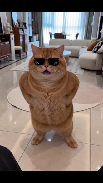 猫咪跳舞三秒闪腰,舞王变碰瓷王😂#猫咪跳舞 #舞王翻车 #腰闪了 #搞笑宠物 #帅不过三秒