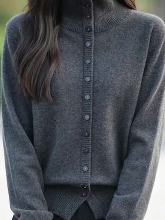 秋冬新款时尚高级百搭高领单排扣毛针织开衫女毛衣#同款 #全网搜索 #上热门🔥