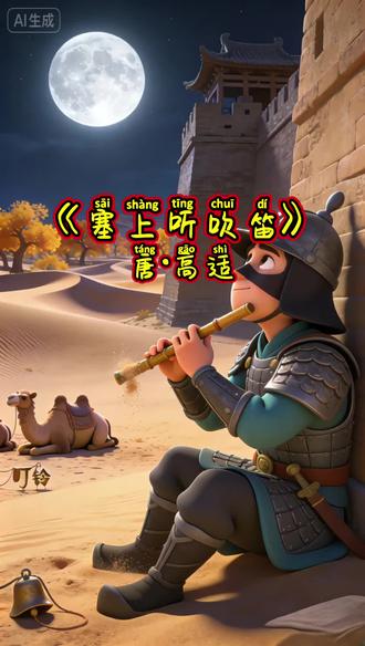 每天一首古诗词,今日分享《塞上听吹笛》一起来学习吧#启蒙早教#古诗词#每日分享#学习