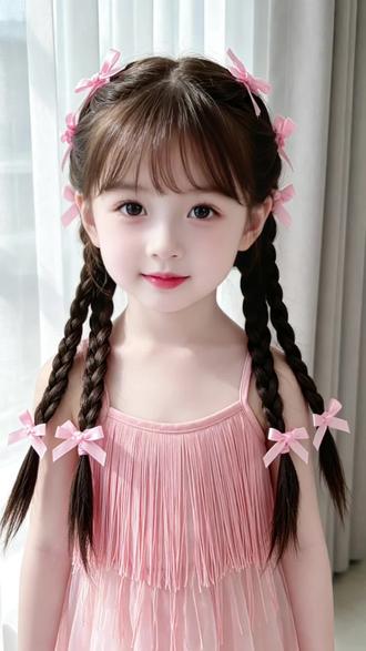 女儿六一表演发型教程,生日,主持都很合适#小女孩发型简单扎法 #六一发型#头绳发圈#生女儿就是用来打扮的